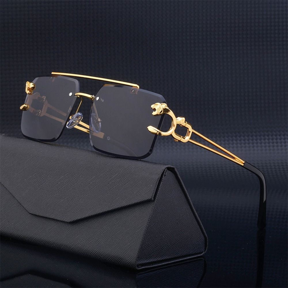 Vintage Cycling Gear - Fashion Leopard Rimless Square Double Bridge