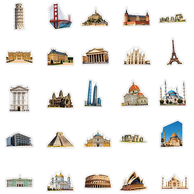 50PCS Famous City Landmark Tra - Vintage Cycling Gear ulasan dan harga