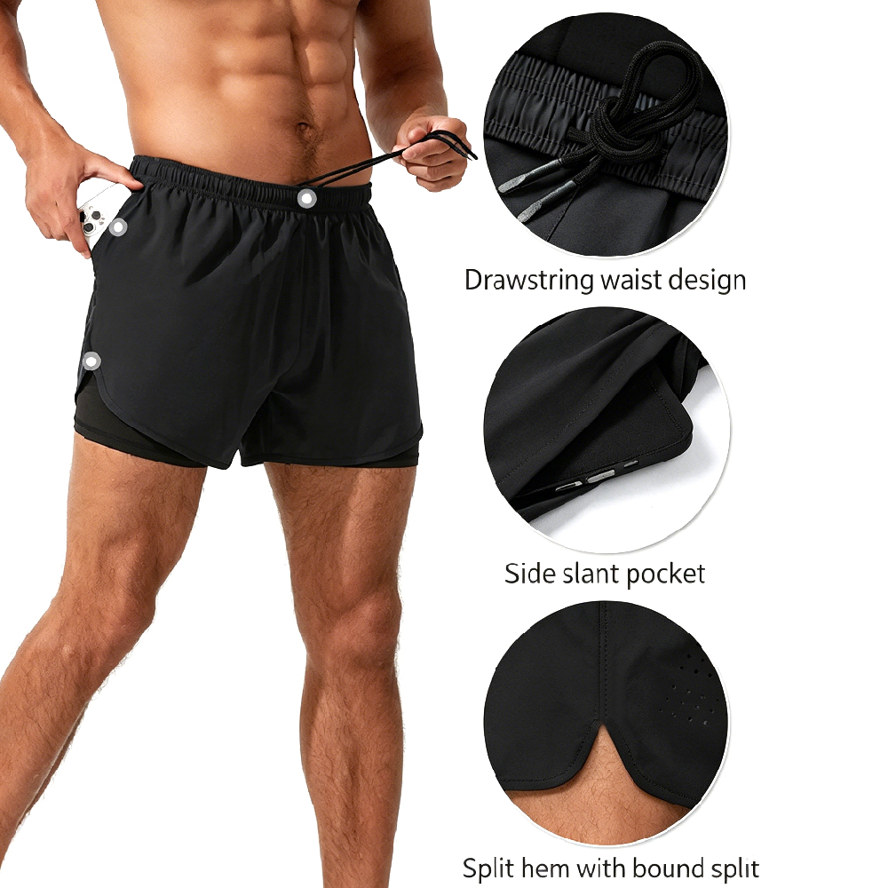 High-Waist 2-in-1 Running Shor - Cycling High Gear ulasan dan harga